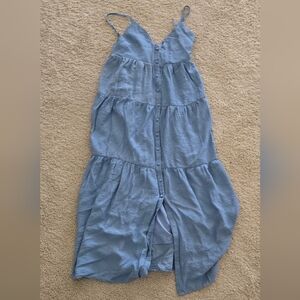 Wishlist Light Blue Tiered Button-Front Maxi Skirt